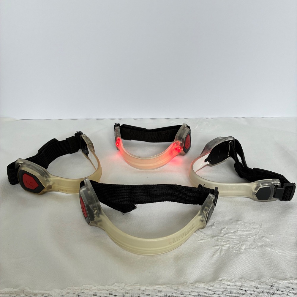 Defiant LED Safety Armbands Red Light Set of 4 Adjustable Night Running Cycling